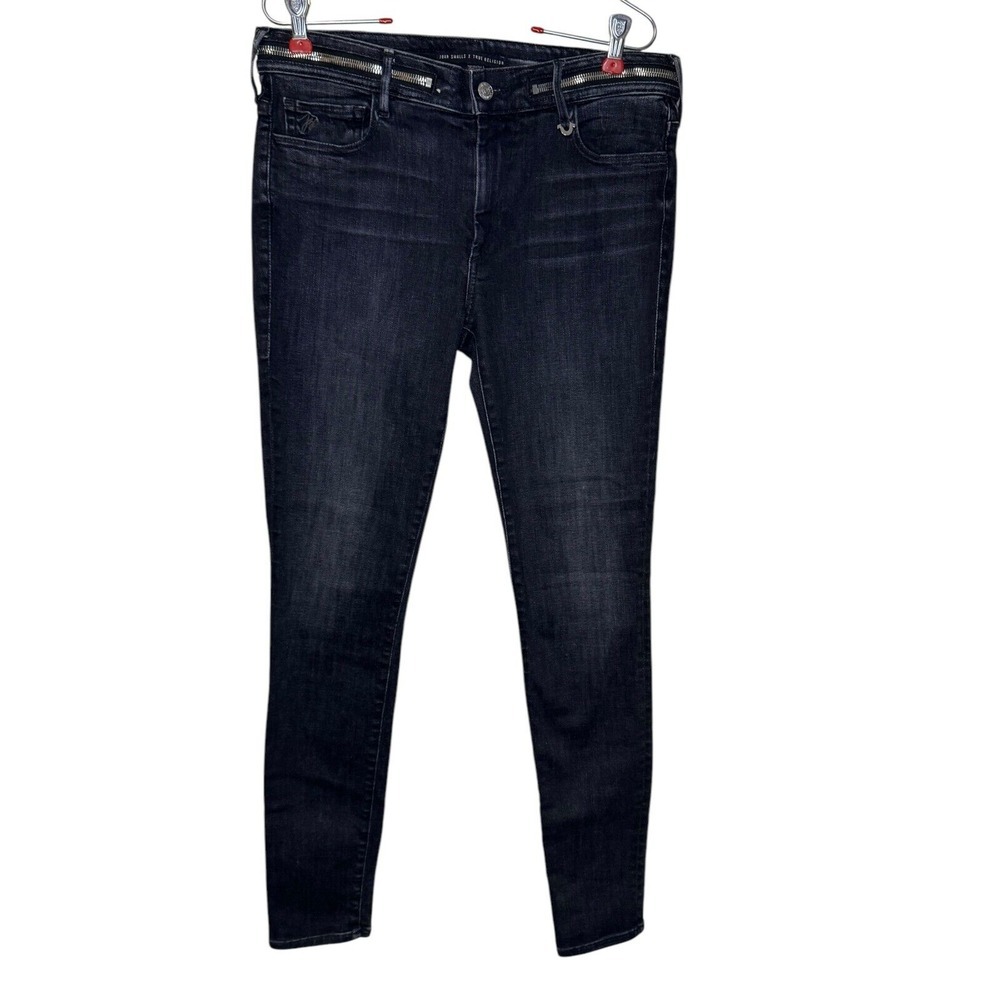 Joan Smalls X True Religion Women Jeans Mid Rise Zipper Waistband Denim Black 29